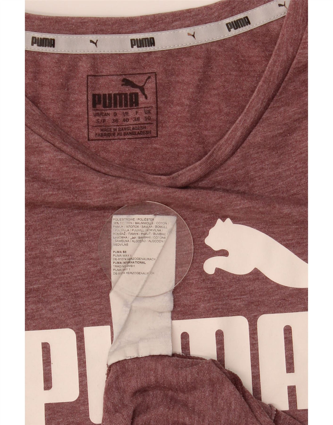 Puma Camiseta Feminina Graphic Top UK 10 Pequena Marrom Poliéster
