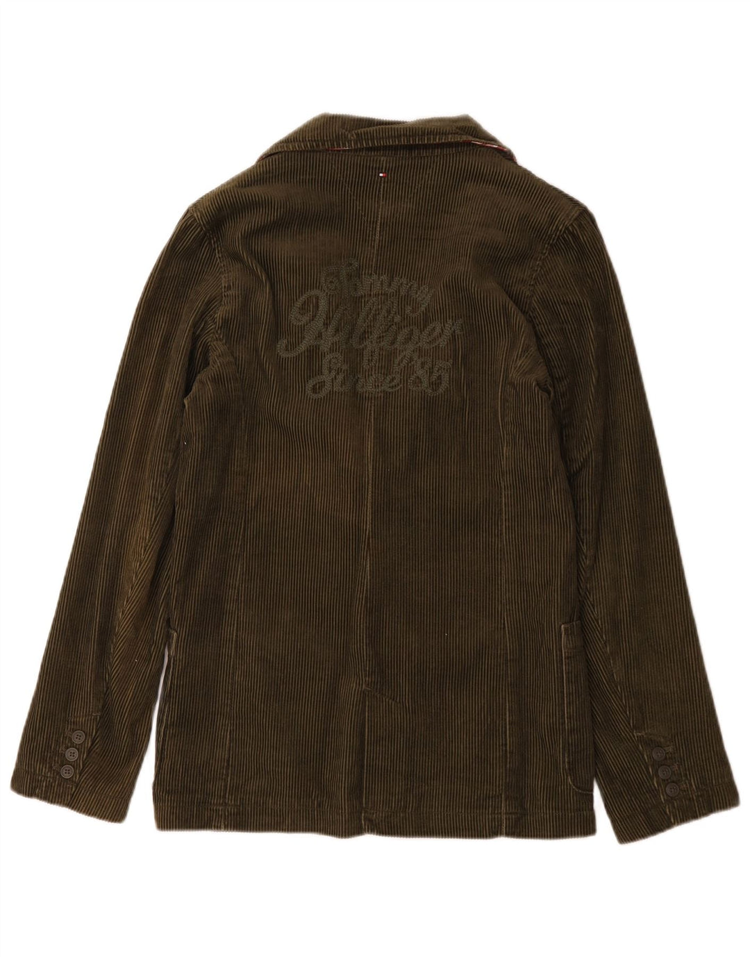 Tommy Hilfiger Jaqueta blazer masculina de veludo cotelê com 2 botões 15-16 anos cáqui