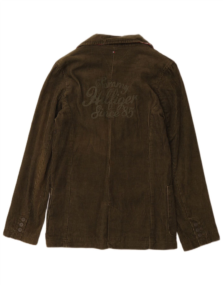 Tommy Hilfiger Jaqueta blazer masculina de veludo cotelê com 2 botões 15-16 anos cáqui