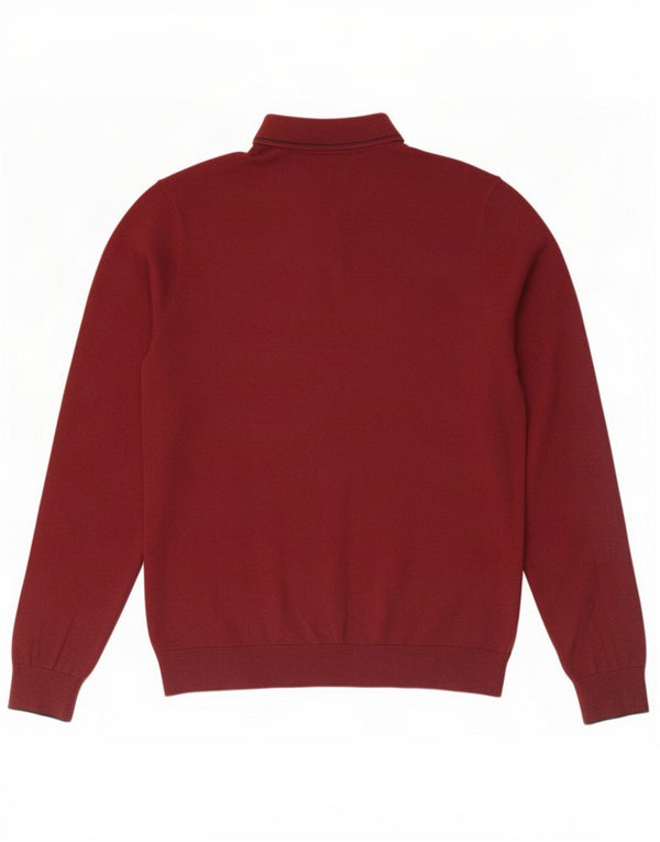 Suéter masculino Marks & Spencer com gola polo e algodão médio Borgonha