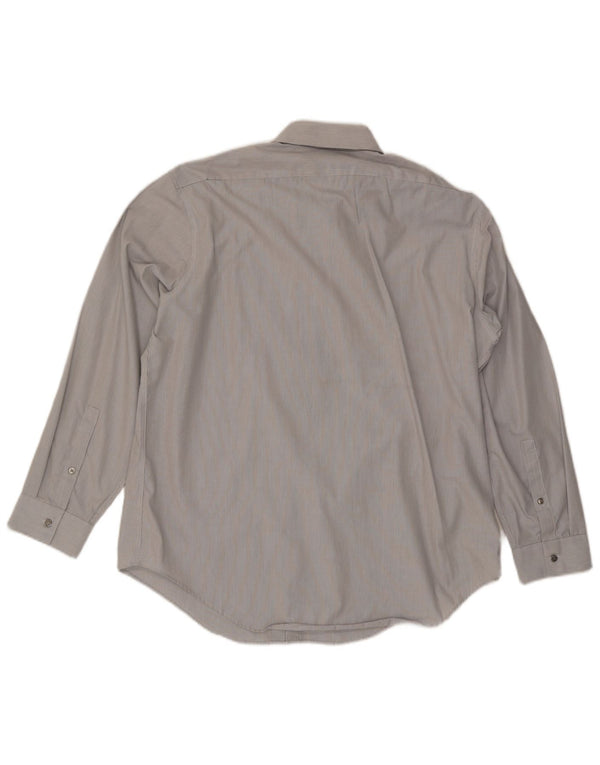 Camisa masculina Calvin Klein Slim Fit tamanho 17 XL listra cinza