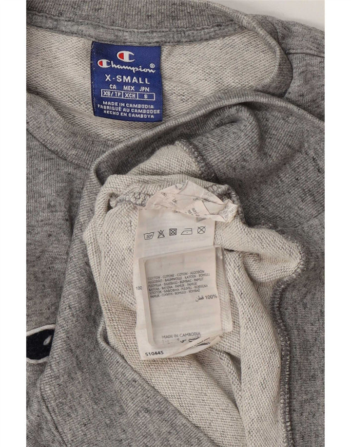 Champion feminino gráfico oversized moletom jumper UK 6 XS cinza manchado