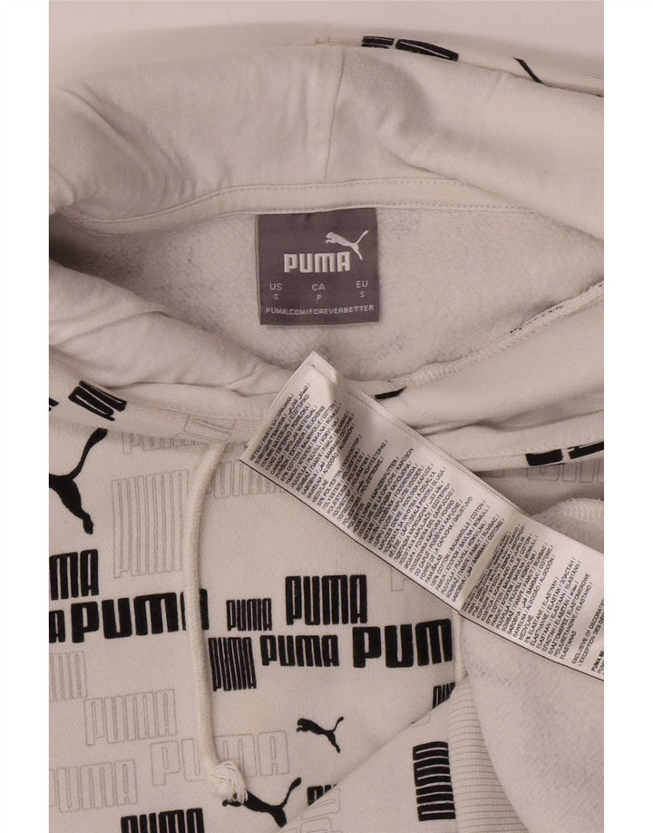Puma masculino gráfico moletom com capuz pequeno algodão branco
