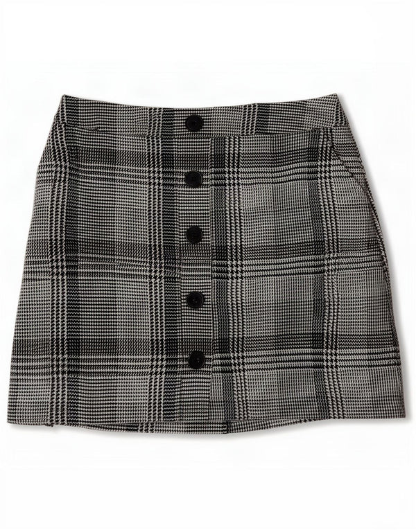 Minissaia feminina Marks & Spencer Reino Unido 10 pequena W28 azul houndstooth