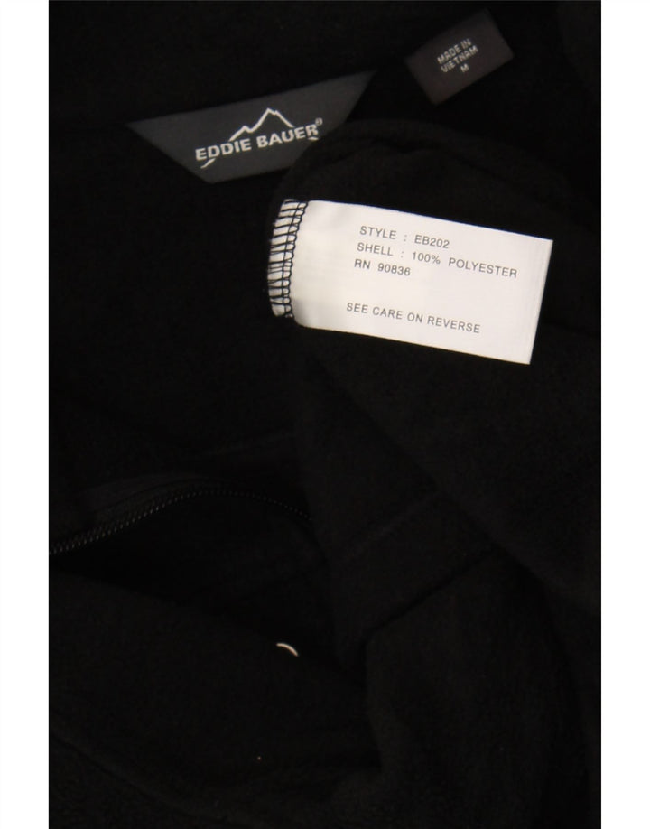 Eddie Bauer Suéter masculino de lã com zíper e gola média poliéster preto