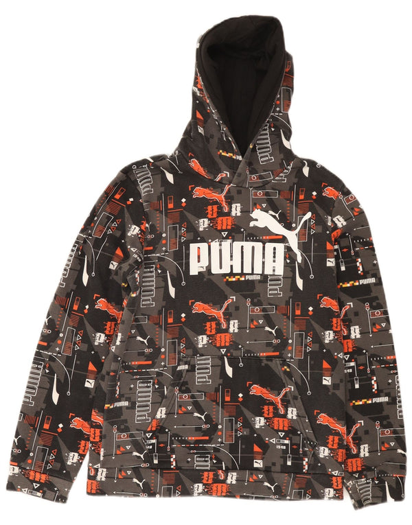 Jumper com capuz gráfico Puma Boys 13-14 anos cinza algodão geométrico