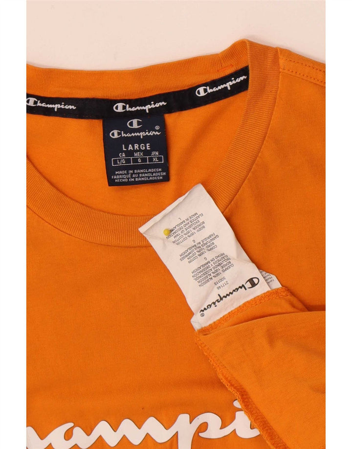 Camiseta masculina estampada Champion grande algodão laranja