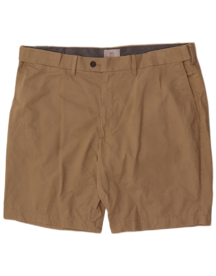 Shorts chino masculino Marks & Spencer W42 2XL algodão bege
