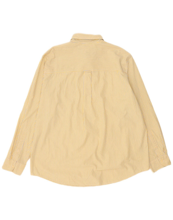 Chaps Mens Easy Care Shirt XL Yellow Pinstripe Cotton