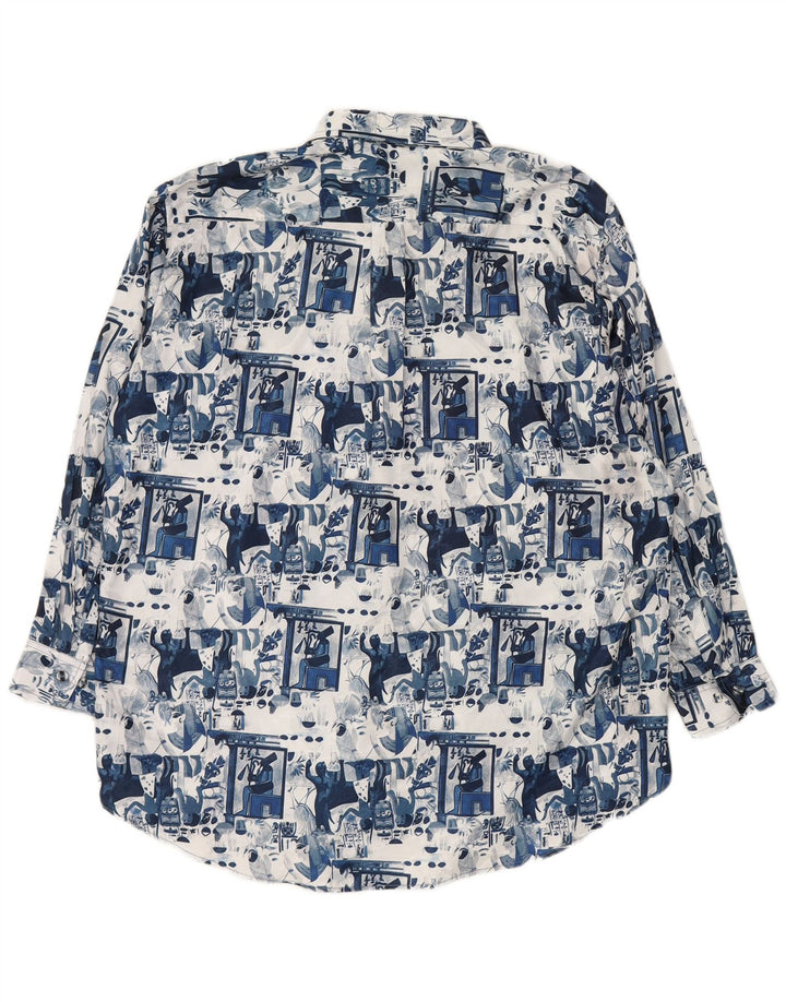 Camisa masculina VINTAGE com padrão abstrato XL azul