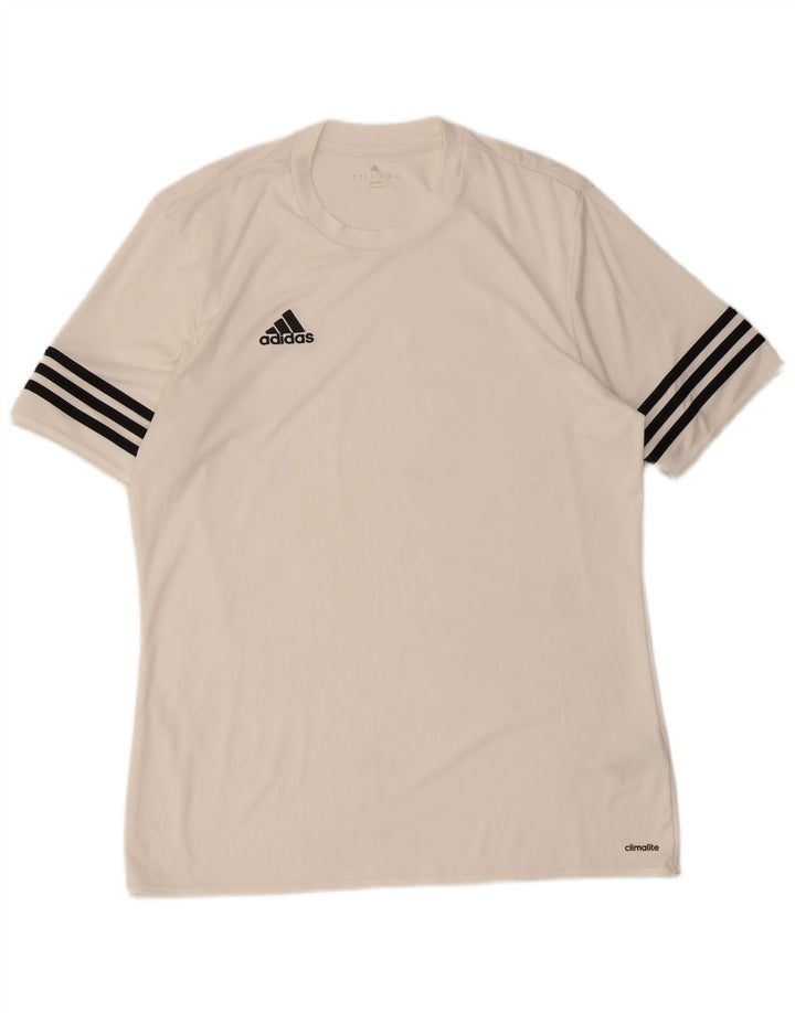 Adidas Mens Climalite Camiseta Top Grande Poliéster Branco