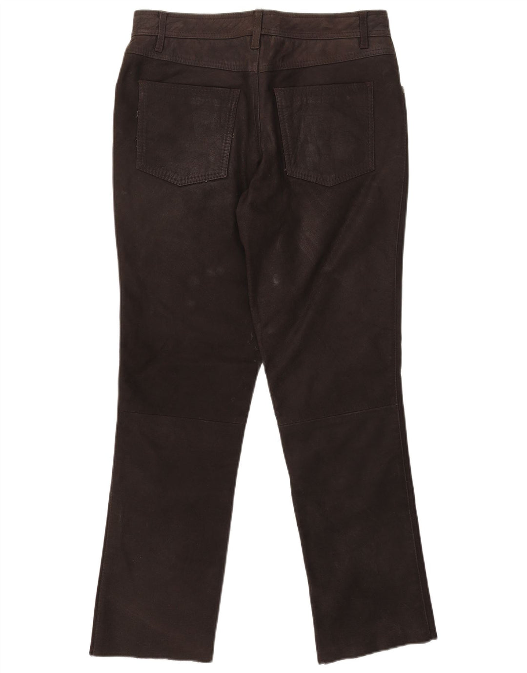 Calça masculina de couro fino Tom Ramsey EU 48 médio W32 L29 couro marrom