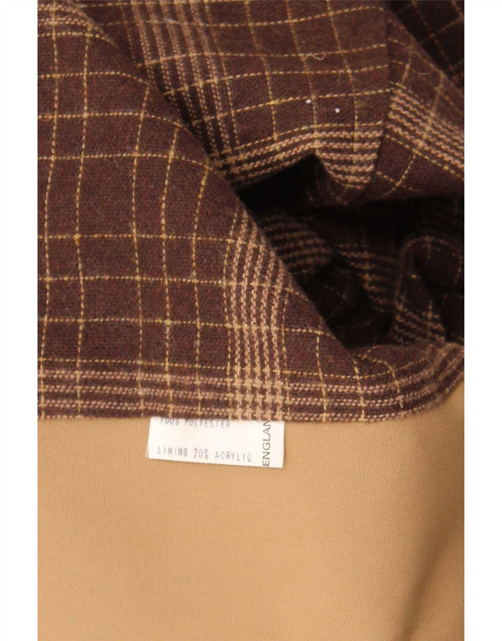 Casaco impermeável feminino vintage UK 14 clássico de poliéster marrom médio