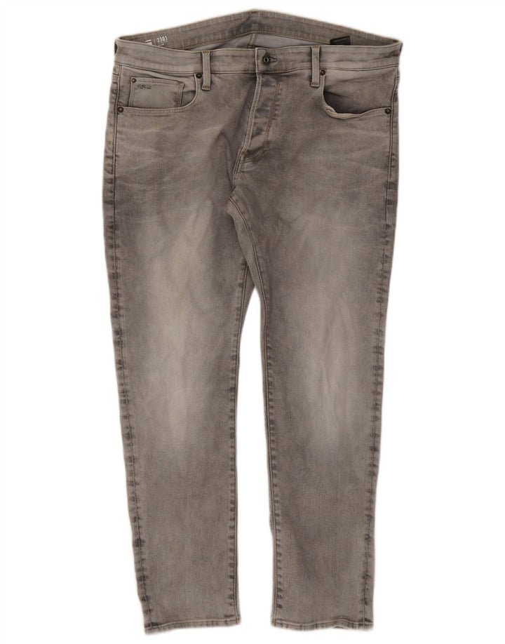 G-Star Masculino 3301 Slim Jeans W36 L30 Algodão Cinza