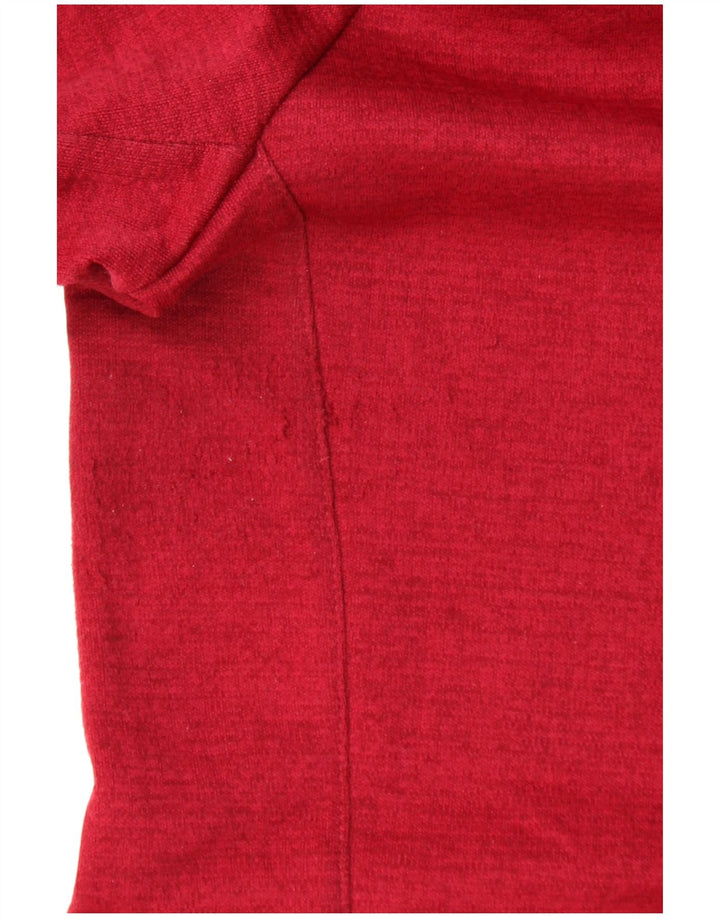 Suéter feminino com capuz e zíper REEBOK Reino Unido 12/14 poliéster vermelho médio