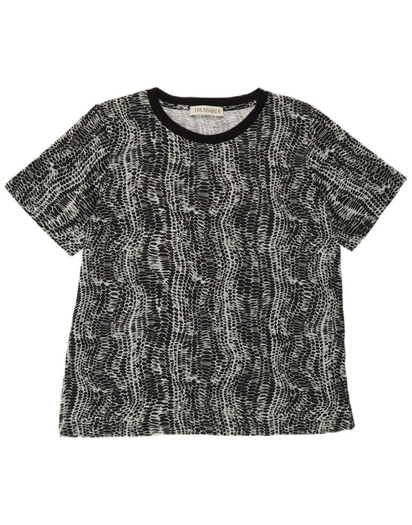 Camiseta feminina Trussardi UK 14 médio preto estampa animal