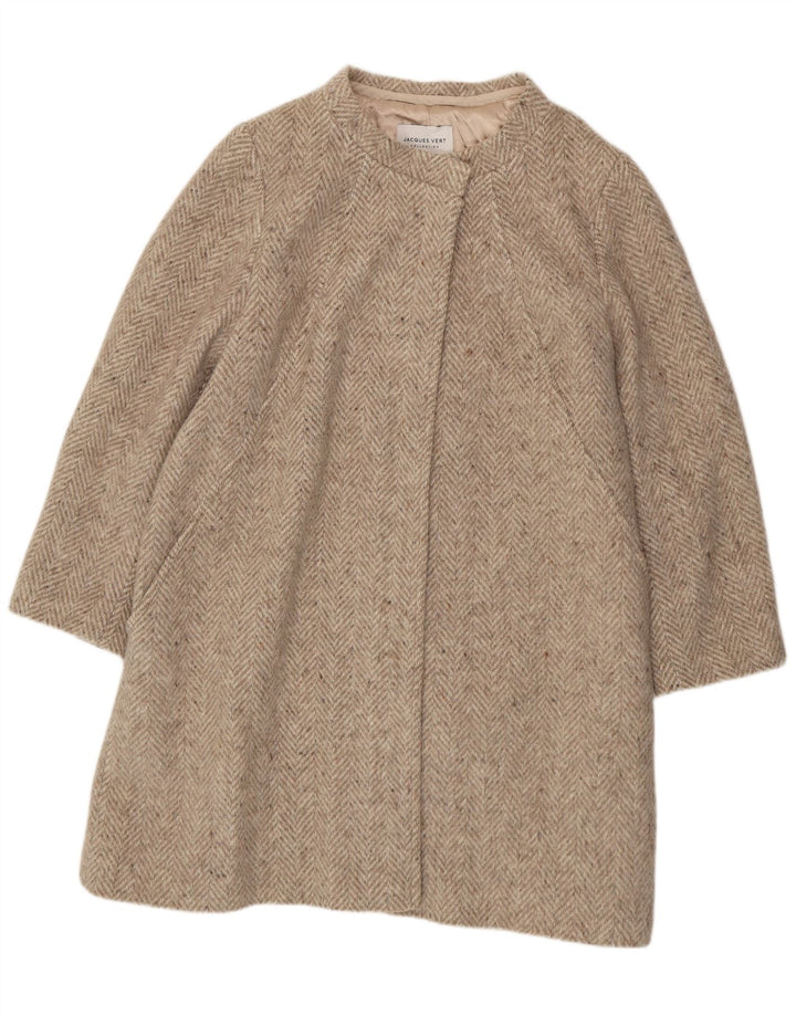 Sobretudo feminino JACQUES VERT UK 20 XL lã espinha de peixe cinza