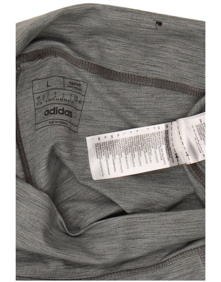 Leggings Adidas Mulher UK 16/18 Grande Cinza Poliéster