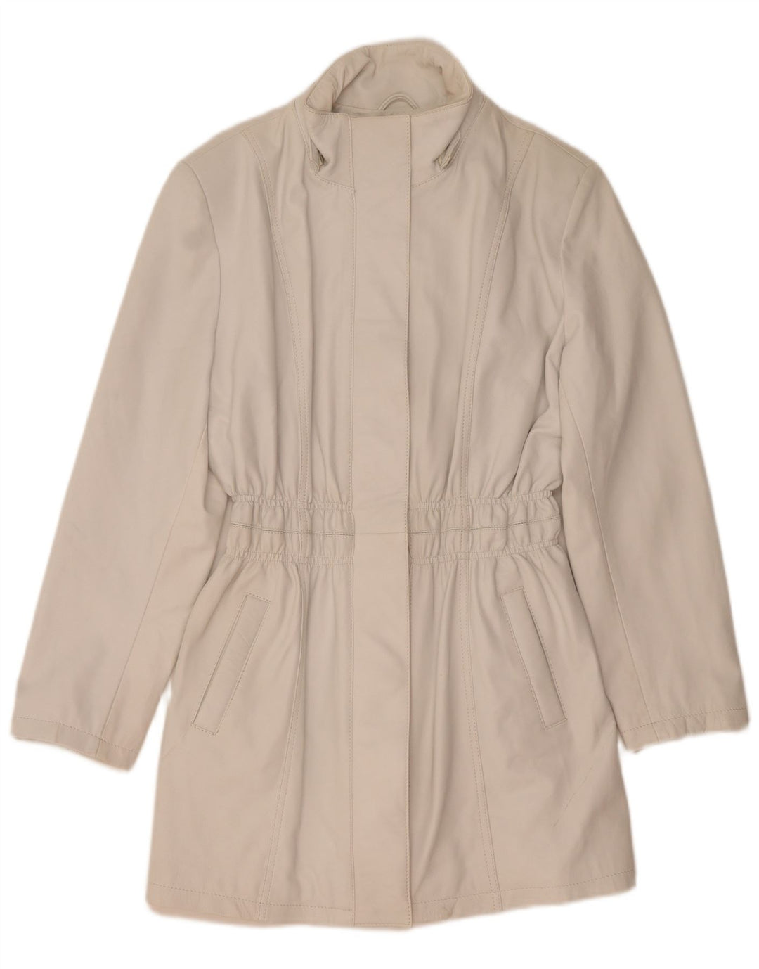 Jaqueta de couro feminina vintage IT 50 XL branca