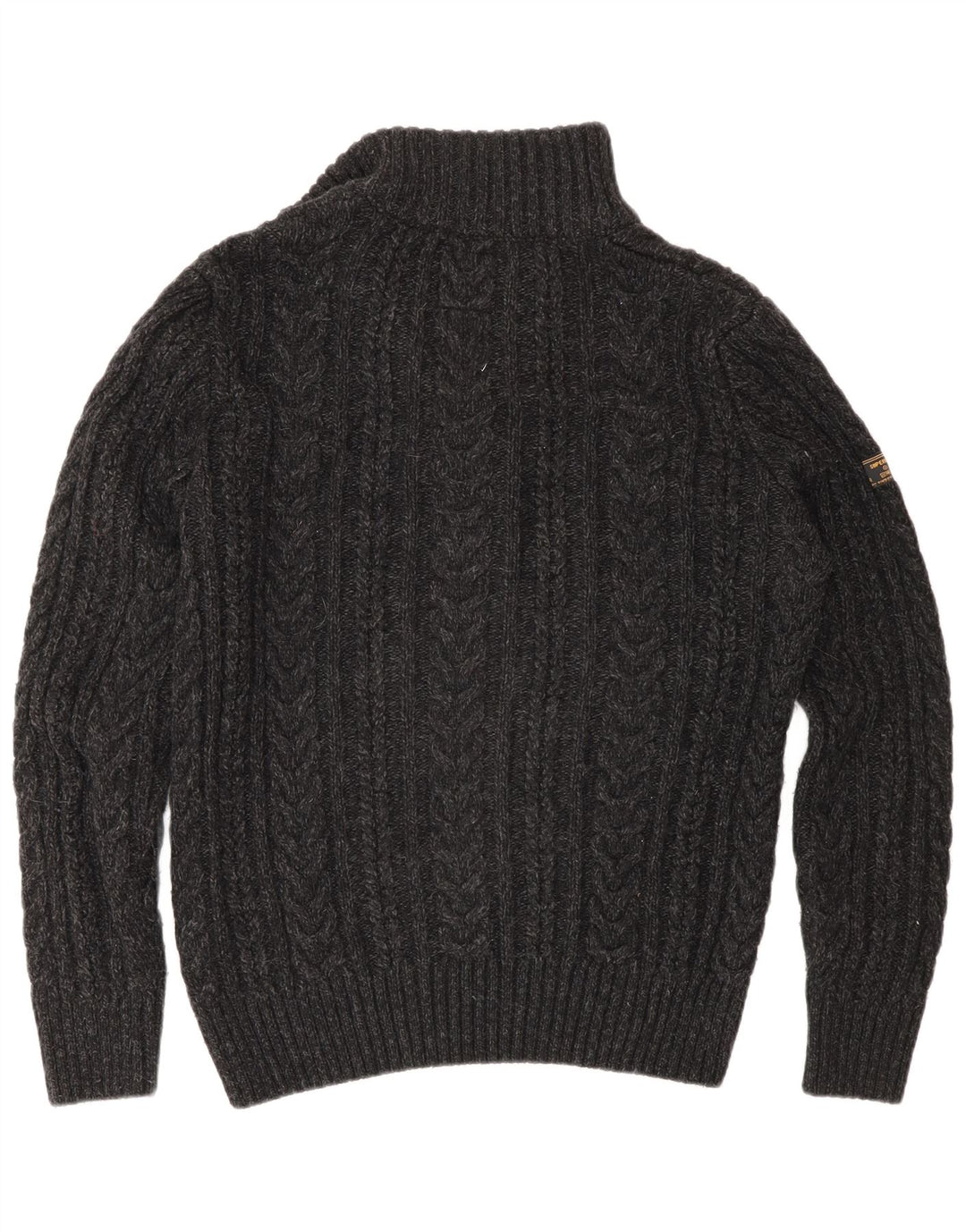 Suéter masculino Superdry com zíper e gola média cinza acrílico