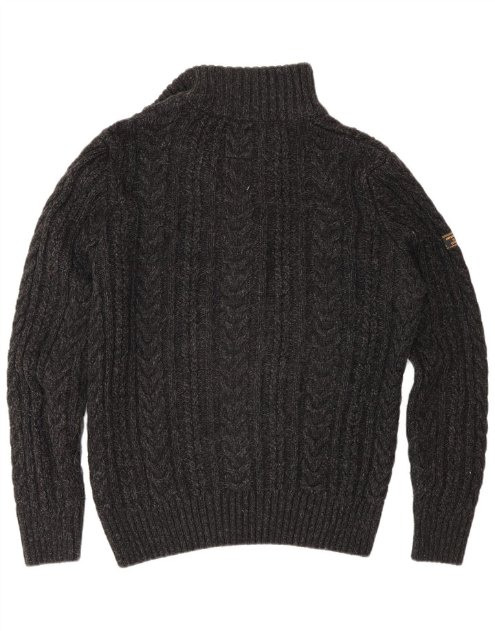 Suéter masculino Superdry com zíper e gola média cinza acrílico