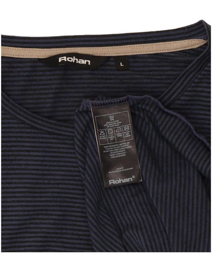 Camiseta masculina Rohan grande poliéster listrado azul marinho