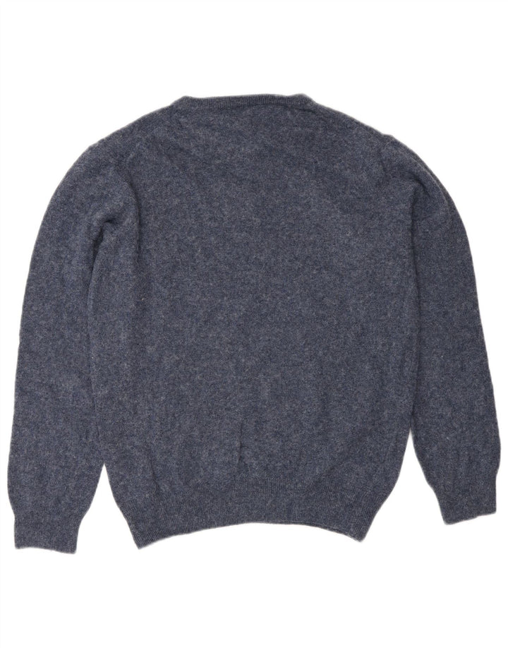 Suéter masculino Murphy & Nye com gola redonda, lã manchada azul marinho médio