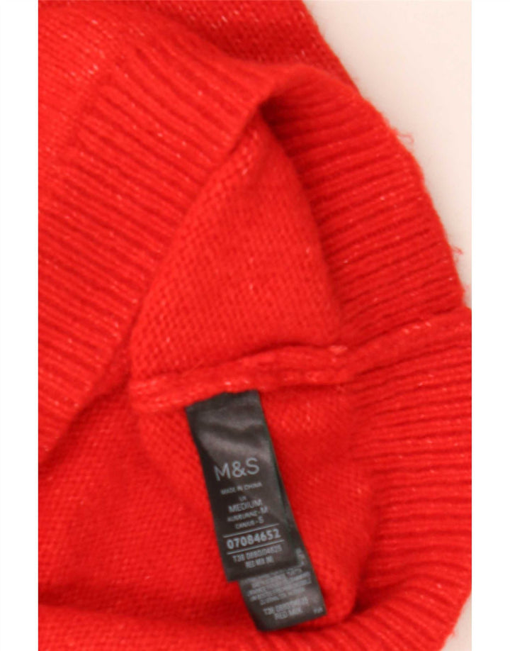 Suéter feminino Marks & Spencer com gola redonda Reino Unido 14 médio vermelho manchado