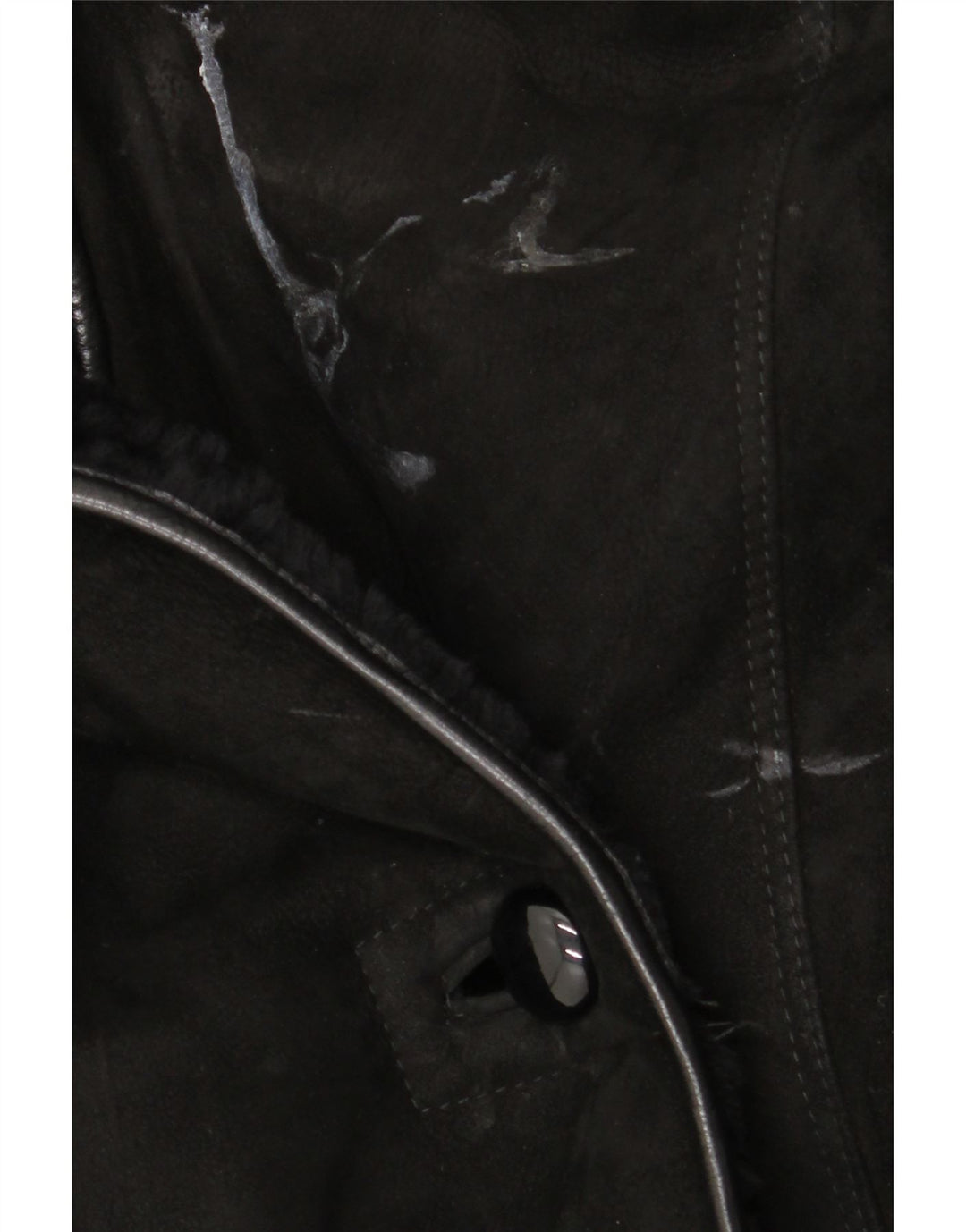 Casaco feminino vintage de shearling UK 18 XL preto