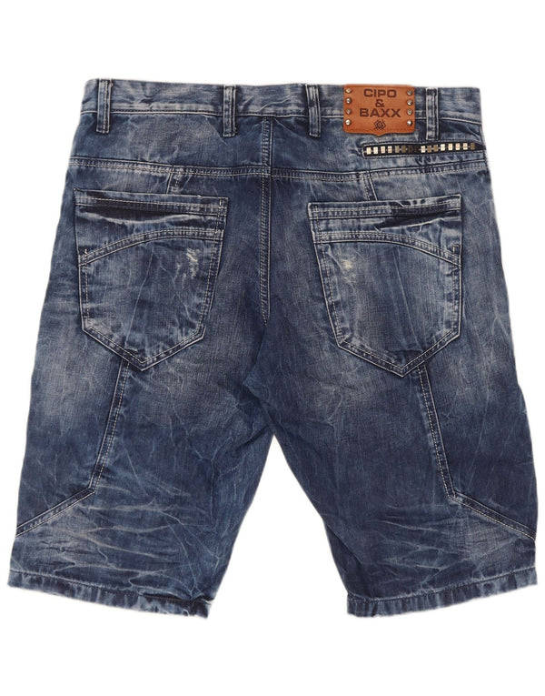 Cipo And Baxx Mens Cargo Denim Shorts W36 Grande Algodão Azul