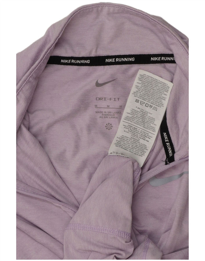 Nike Womens Dri Fit Zip Neck Pullover Treino Top Reino Unido 14 Médio Roxo
