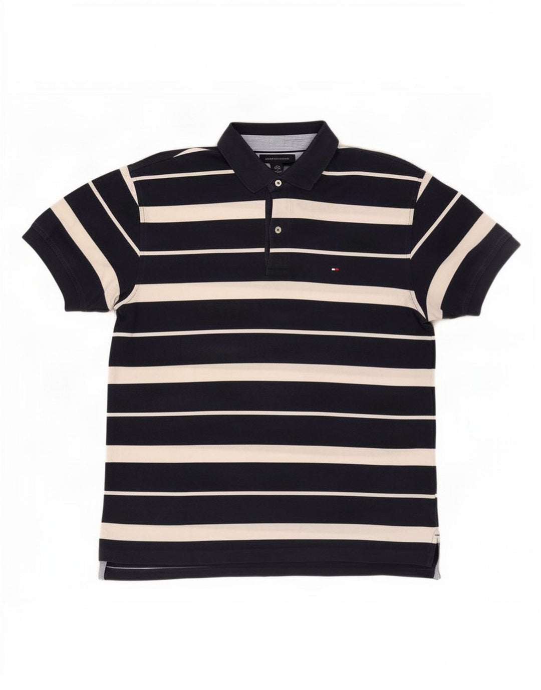 Camisa polo masculina Tommy Hilfiger grande listrada azul marinho