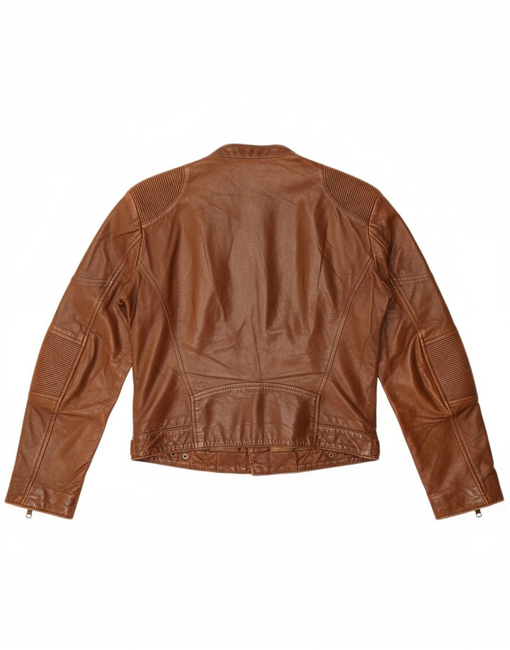 Jaqueta feminina de couro cropped CONBIPEL IT 42 couro marrom médio
