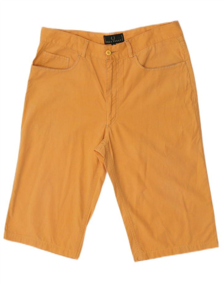 Fred Perry Mens Casual Shorts IT 46 Pequeno W32 Algodão Amarelo
