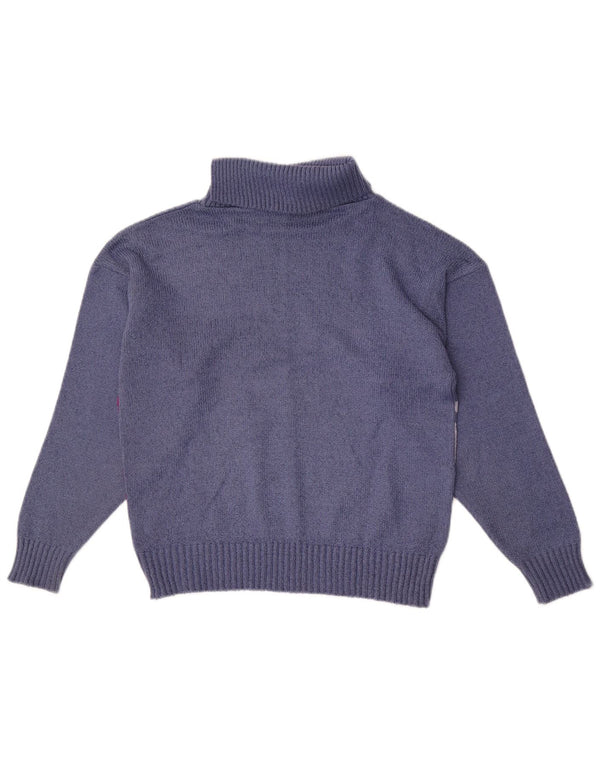 Suéter feminino Pebble com gola redonda e bloco colorido azul médio UK 12