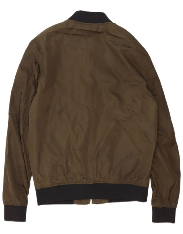 Jaqueta bomber masculina Zara UK 38 poliéster verde médio