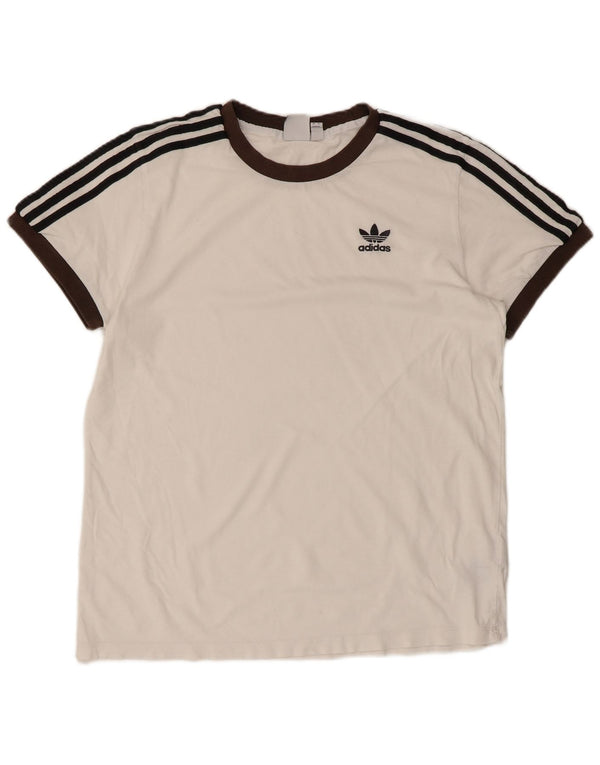 ADIDAS Womens Oversized T-Shirt Top UK 10 Pequeno Algodão Branco