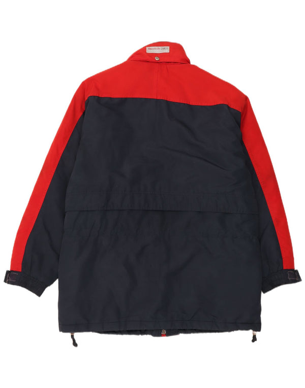 Casaco corta-vento masculino Reebok com capuz UK 40 grande azul colorblock poliéster