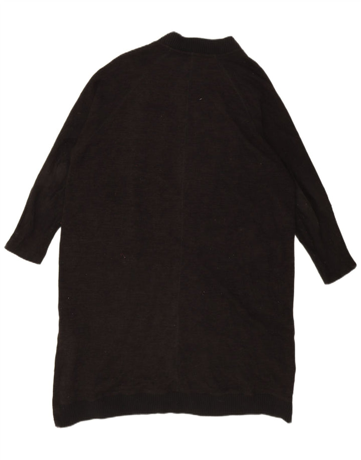 Zara Suéter feminino oversized longline cardigan Reino Unido 16 grande poliéster preto