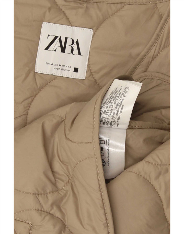 Zara Mens Colete Acolchoado UK 38 Poliéster Bege Médio