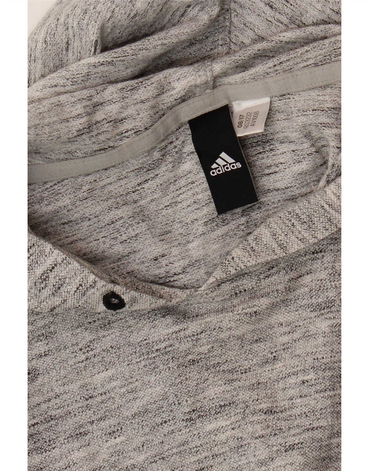 Top masculino com capuz Adidas manga comprida pequeno cinza manchado