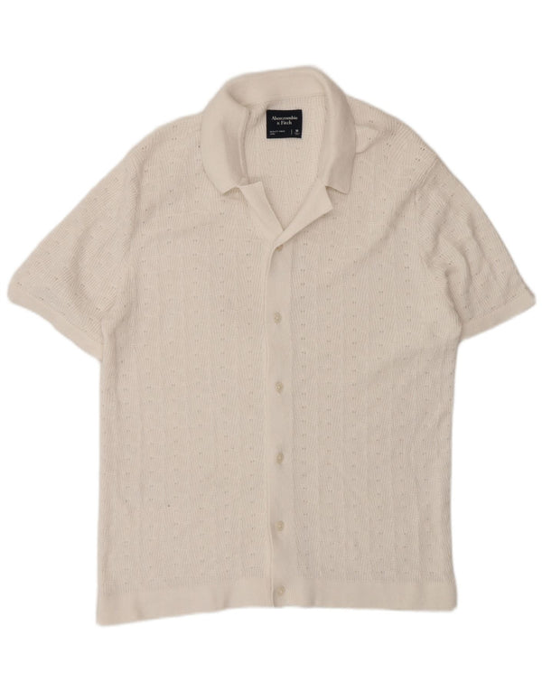 Camisa masculina de manga curta Abercrombie & Fitch branca média