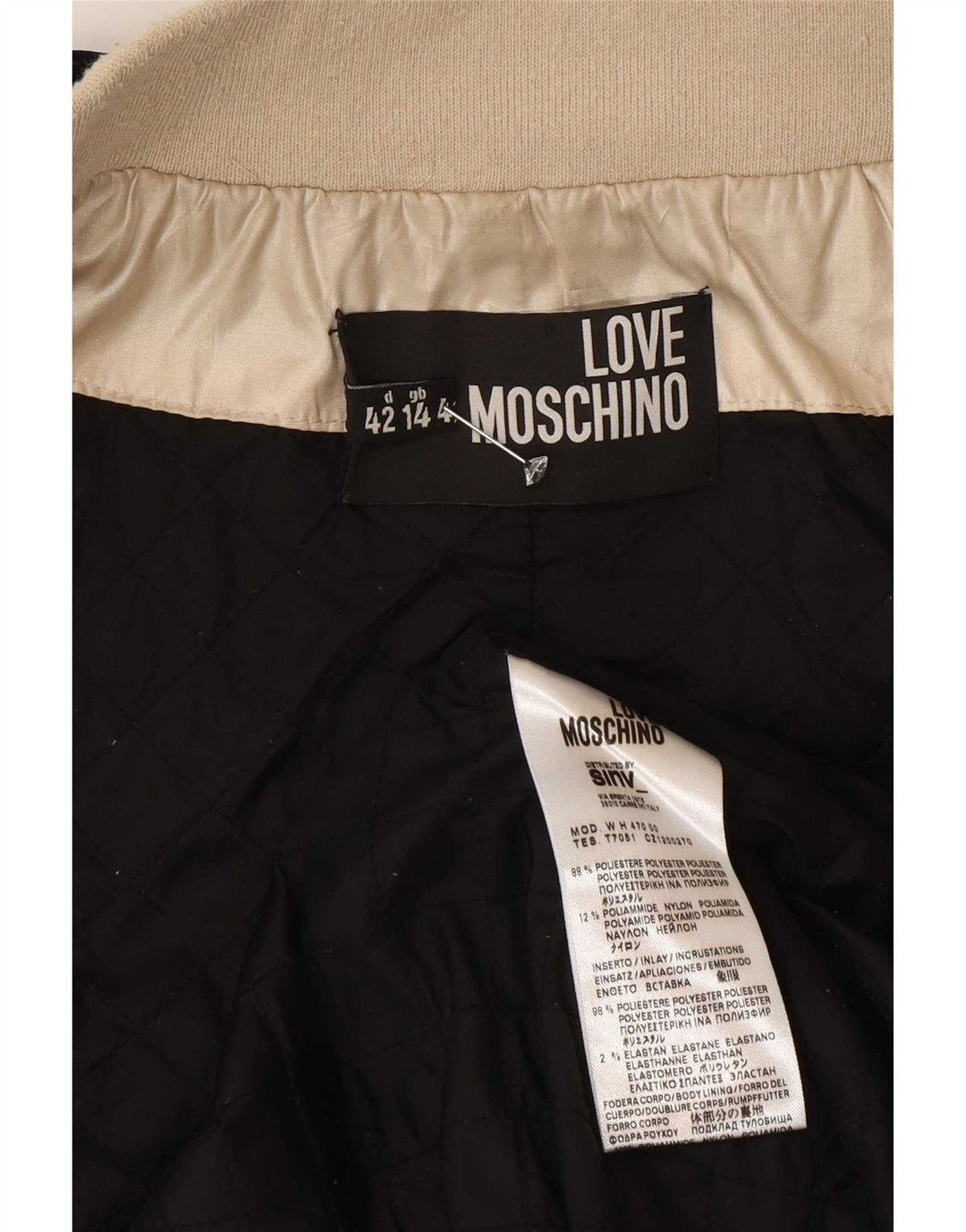 Jaqueta bomber feminina Moschino UK 14 grande poliéster colorblock dourado