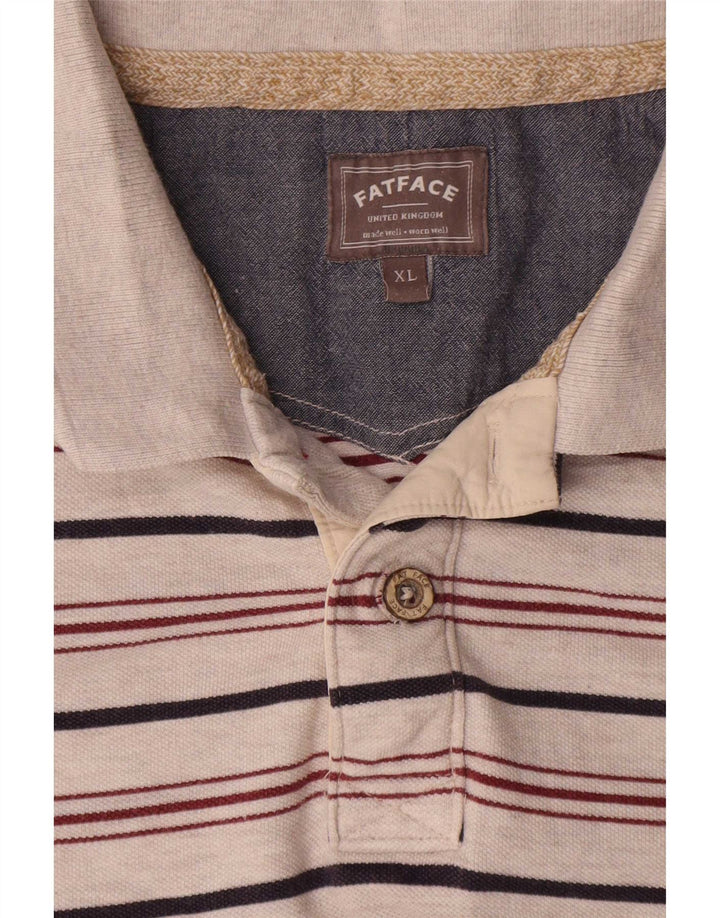 Camisa polo masculina Fat Face XL algodão listrado cinza