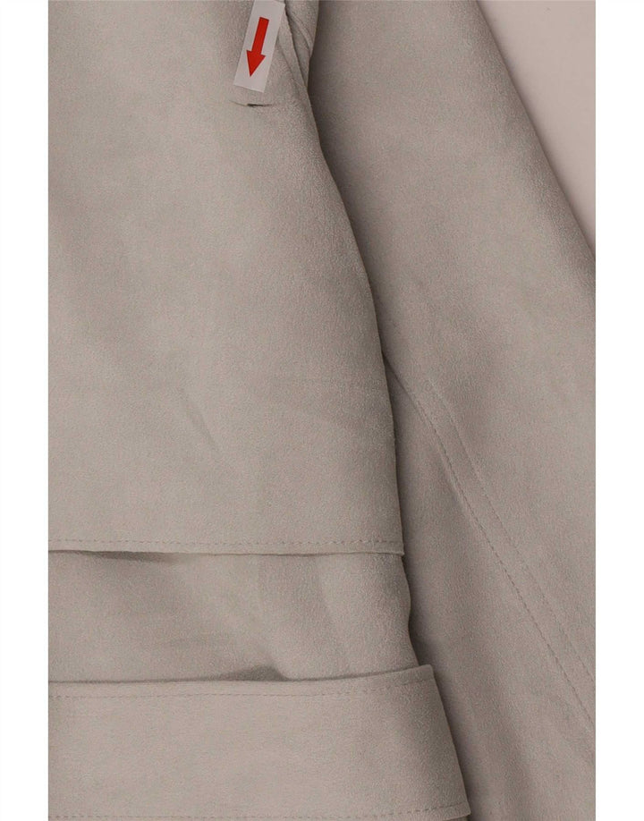 Zara Womens Trench Coat UK 10 Pequeno Poliéster Cinza