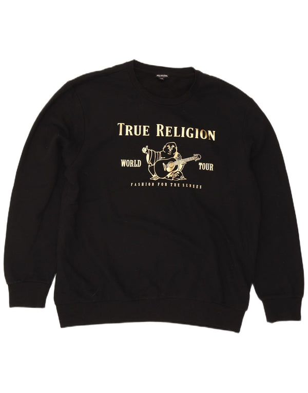 Moletom gráfico masculino True Religion 2XL algodão preto