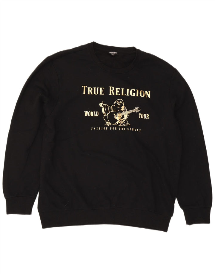 Moletom gráfico masculino True Religion 2XL algodão preto
