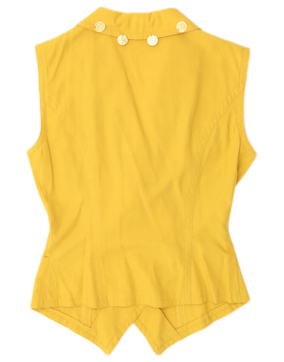 Colete feminino vintage com peito duplo UK 12 amarelo médio