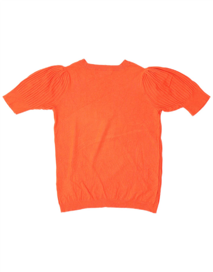 Suéter feminino Marks & Spencer com gola canoa Reino Unido 10 pequeno laranja