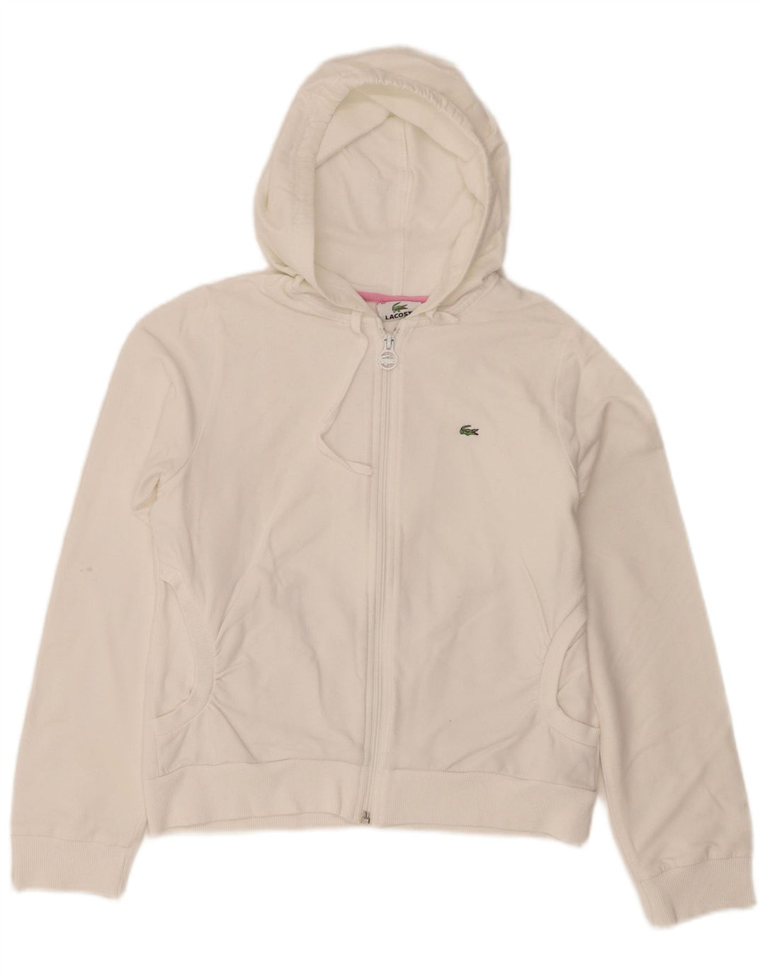Suéter Lacoste feminino com capuz e zíper tamanho 40 algodão branco médio